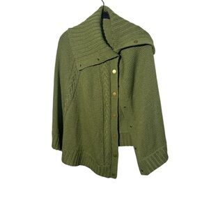 Talbots Pullover Knit Poncho Sweater Olive Green Slouchy Layered Size L/XL